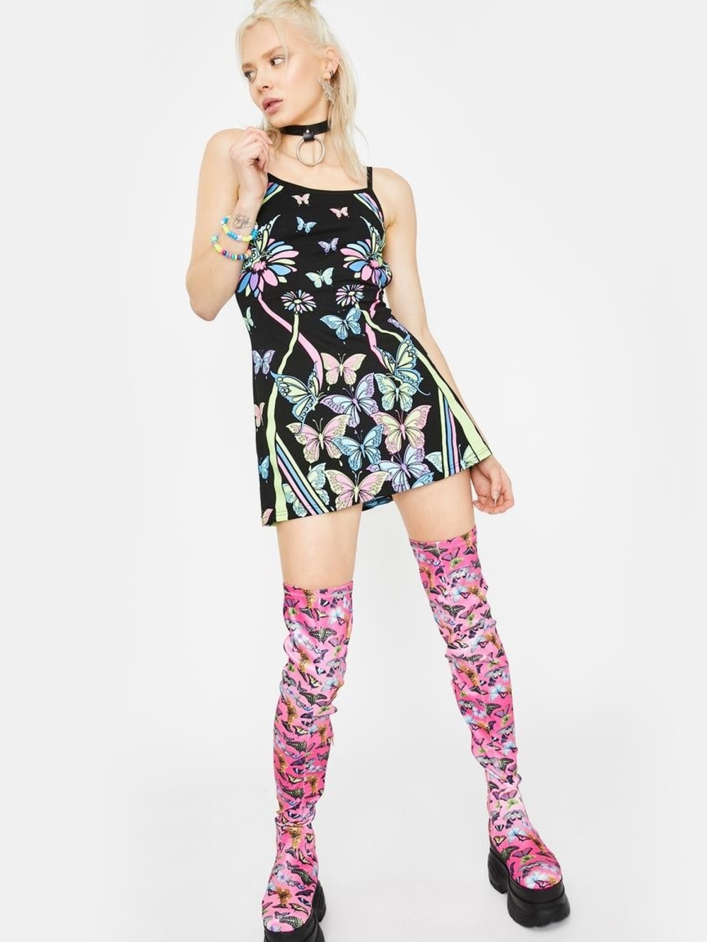 Dolls Kill Glow-in-the-dark Cascade Butterfly Mini Dress | NWT - Picture 3 of 7